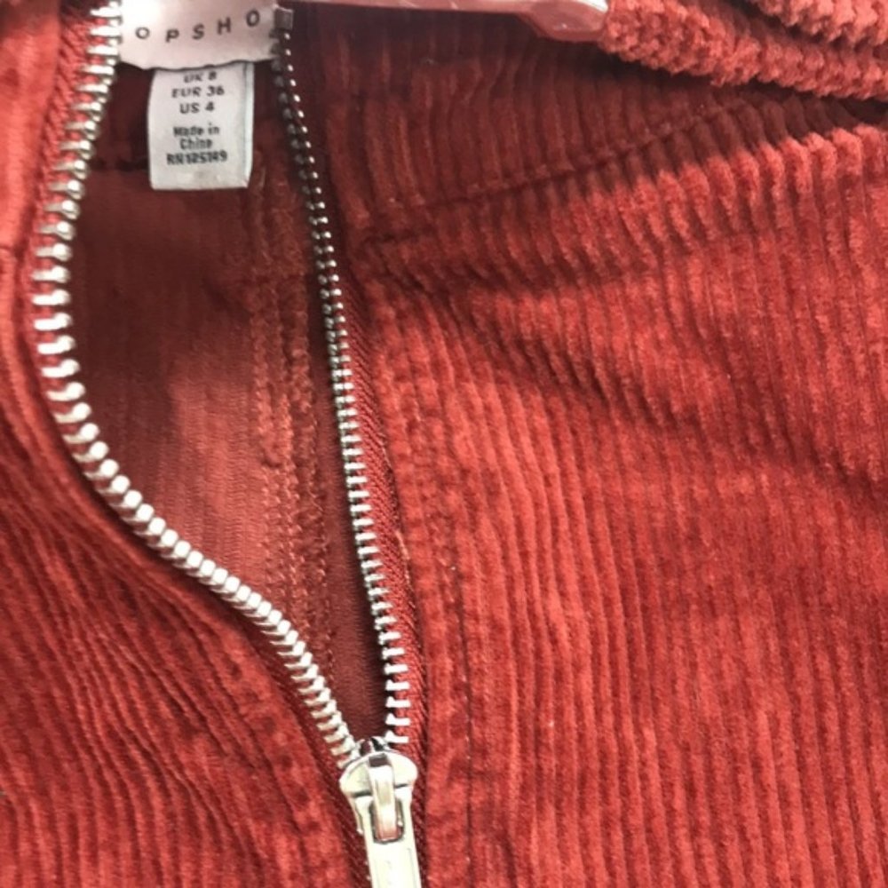 TOPSHOP Rust Corduroy Double Buckle Mini Skirt - Picture 5 of 7